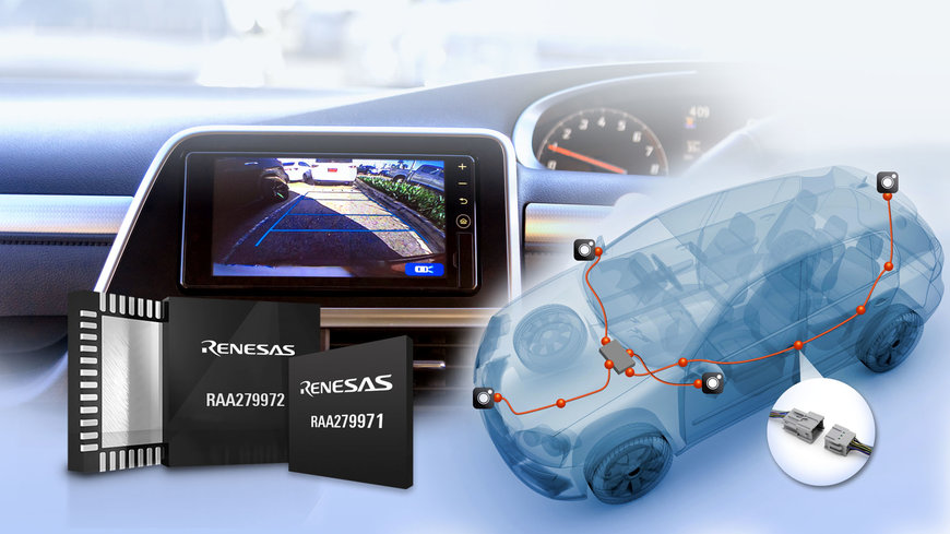 La Nouvelle Solution Renesas pour les Caméras Automobiles Permet une Vidéo Haute Définition à l'Aide de Câbles et de Connecteurs à Faible Coût